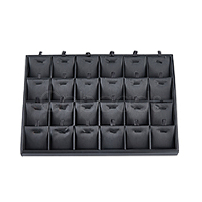 24-Slot Rectangle PU Leather Pendant Display Holder ODIS-WH0043-66-1