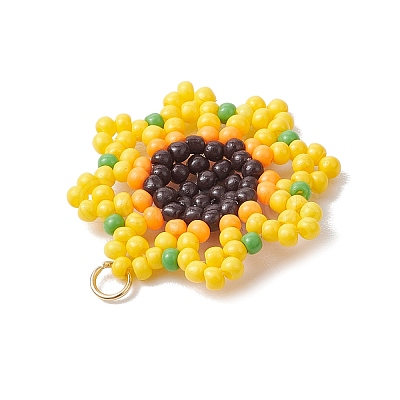 Beaded Sunflower Charms PALLOY-MZ00450-1