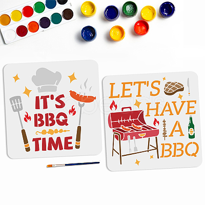 MAYJOYDIY US 1 Set Barbecue PET Hollow Out Drawing Painting Stencils DIY-MA0001-83A-1