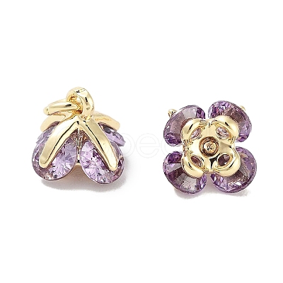 Brass Micro Pave Cubic Zirconia Charms KK-C051-14G-05-1