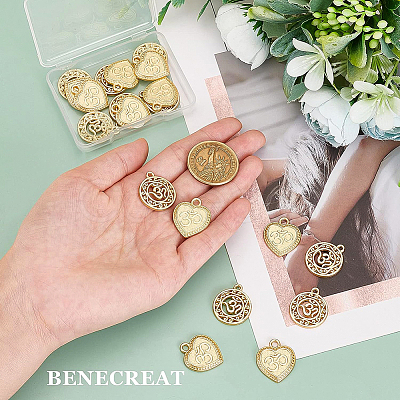 BENECREAT 20Pcs 2 Style Alloy Pendants FIND-BC0002-09-1