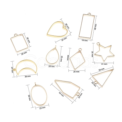 Rack Plating Alloy Open Back Bezel Pendants PALLOY-YW0001-07-FF-1