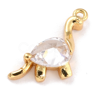 Brass Micro Pave Clear Cubic Zirconia Charms ZIRC-L097-039G-1