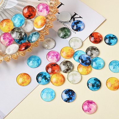 50Pcs Luminous Glass Cabochons sgGLAA-SZ0001-15B-1