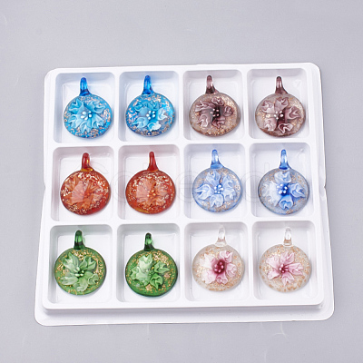 Handmade Gold Sand Lampwork Pendants LAMP-S189-07-B-1