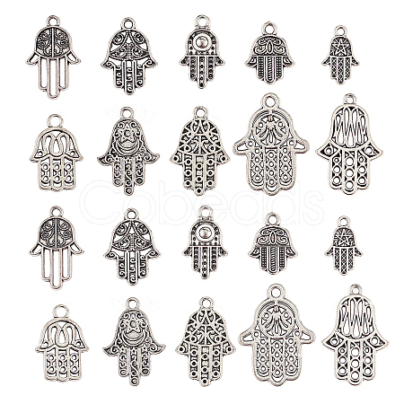 100Pcs 10 Styles Tibetan Style Alloy Pendants TIBEP-CJ0001-56-1