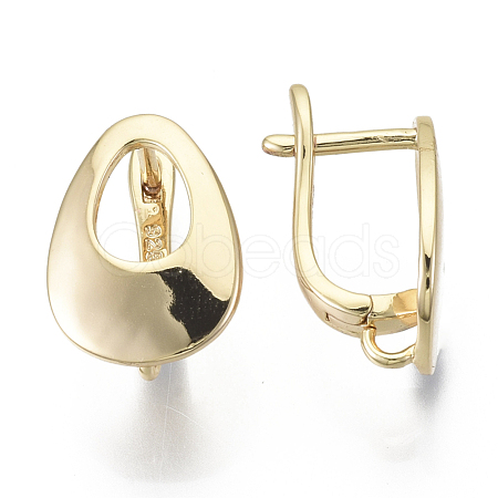 Brass Hoop Earring Findings with Latch Back Closure KK-S348-509-NF-1