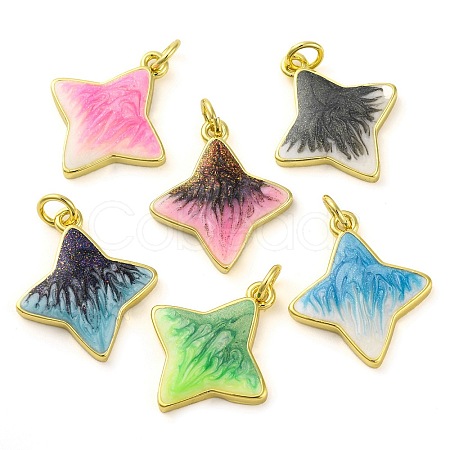 Brass Enamel Pendants KK-S401-14G-1