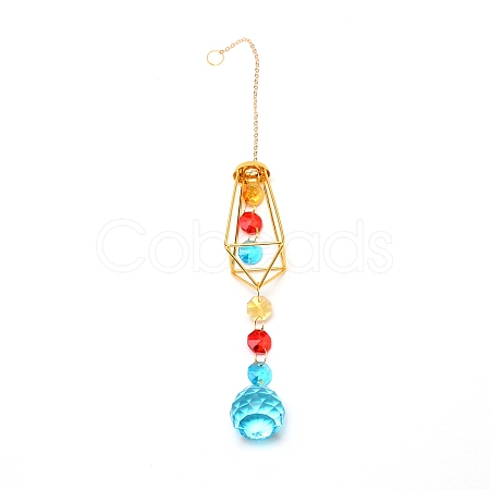 Colorful Glass Hanging Crystal Pendant Ornament HJEW-TAC0012-19-1