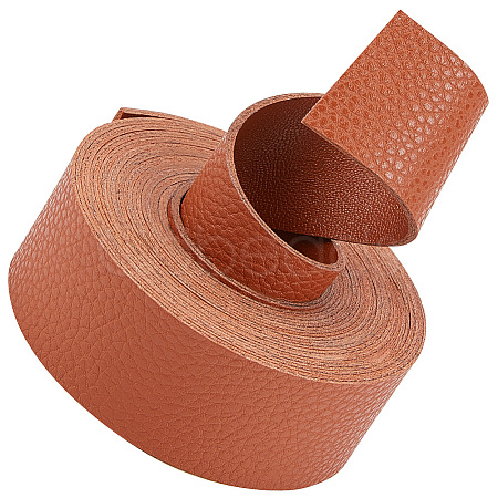 2M Flat Single Face Lychee Pattern Imitation Leather Band LC-WH0010-02A-04-1