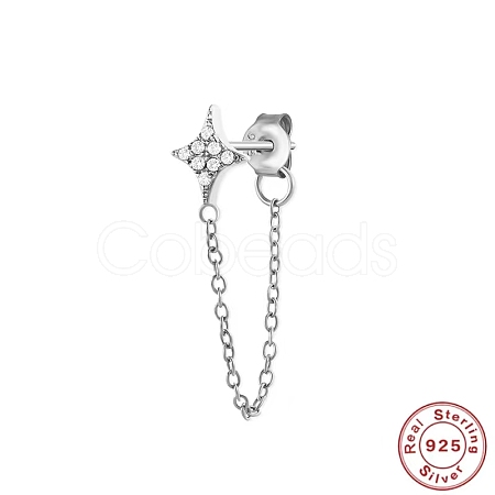 925 Sterling Silver Tassel Earrings Moon/Flower Earrings BD3845-8-1