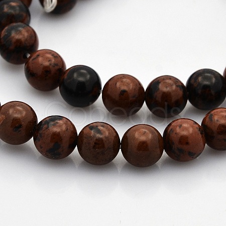 Round Natural Mahogany Obsidian Beads Strands G-N0120-20-8mm-1