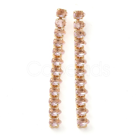Brass Micro Pave Cubic Zirconia Bar Strip Dangle Stud Earrings EJEW-H103-12G-1