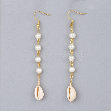 Glass Pearl Dangle Earrings EJEW-JE03187-01-1