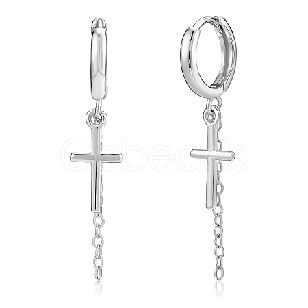 Cross Huggie Hoop Earrings Gold Plated Minimalist Cross Charm Dangle Drop Earrings Jewelry Gift for Women Men JE1075A-1