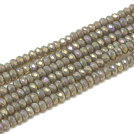 Electroplate Opaque Solid Color Glass Beads Strands EGLA-Q112-B14-1