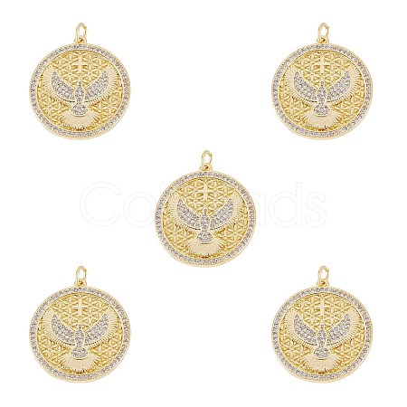 5Pcs Brass Micro Pave Clear Cubic Zirconia Pendants ZIRC-SZ0004-46-1