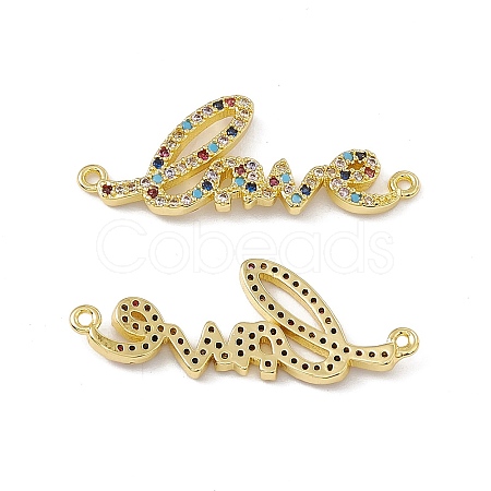 Brass Micro Pave Cubic Zirconia Connector Charms KK-E068-VC082-1