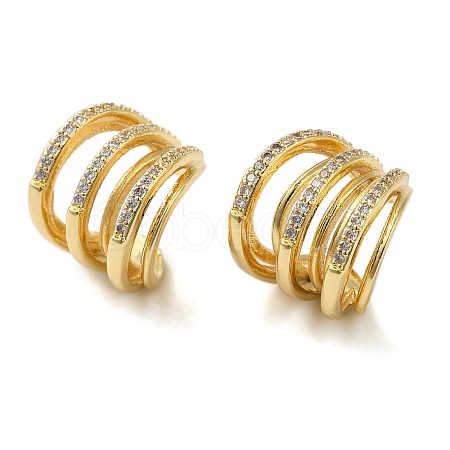 Brass Micro Pave Clear Cubic Zirconia Cuff Earrings for Women EJEW-B057-05G-1