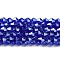 Transparent Electroplate Glass Beads Strands, Pearl Luster Plated, Faceted, Bicone, Dark Blue, 3.5~3.8x3mm, Hole: 0.8mm, about 113~115pcs/strand, 14.17~14.37 inch(36~36.5cm)