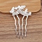 Alloy Hair Comb Findings, Cabochon Settings, Butterfly, Silver, 77x50mm