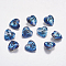 Faceted Glass Rhinestone Charms, Imitation Austrian Crystal, Heart, Bermuda Blue, 6x6x3mm, Hole: 0.5mm