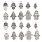 100Pcs 10 Styles Tibetan Style Alloy Pendants, Cadmium Free & Lead Free, Hamsa Hand/Hand of Miriam, Antique Silver, 17x13x2mm, Hole: 2mm, 10pcs/style