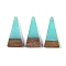 Resin & Wood Pendants, Triangle Charms, Aquamarine, 28.5x14x3.5mm, Hole: 1.6mm