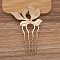 Alloy Hair Comb Findings, Cabochon Settings, Leaf, Light Gold, 105x63mm