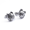 Retro 304 Stainless Steel Stud Earrings, with Ear Nuts, Cat Shape, Antique Silver, 10x9.3mm, Pin: 0.7mm