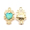 Alloy Pendants, with Resin, Light Gold, Heart, Turquoise, 26x15.5x3.5mm, Hole: 2.5mm