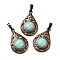 Synthetic Turquoise Pendants, Brass Teardrop Charms, Red Copper, Lead Free & Cadmium Free, 30x19.5x7.5mm, Hole: 5x8mm