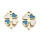 Ion Plating(IP) 316L Surgical Stainless Steel Charms, Nickel Free, with Enamel, Real 18K Gold Plated, Clover Charm, Dodger Blue, 10.5x8x1.5mm, Hole: 1.2mm