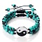 Black and White Yin Yang Natural Howlite Braided Bracelets, Valentine's Day Adjustable Bracelets for Women Men