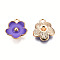 Light Gold Plated Alloy Enamel Pendants, Flower, Blue Violet, 13x11.5x3mm, Hole: 1.6mm