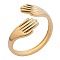 Fashionable Titanium Steel Hug Open Cuff Rings for Men and Women, Golden