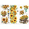 3 Sheets 3 Styles PVC Waterproof Decorative Stickers, Self Adhesive Decals for Furniture Decoration, Sunflower, 300x150mm, 1 sheet/style