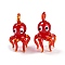 Handmade Lampwork Pendants, Octopus Charms, Red, 31~35x17~20.5x15~20mm, Hole: 3~4.5mm