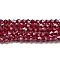 Opaque Solid Color Electroplate Glass Beads Strands, Pearl Luster Plated, Faceted, Bicone, Dark Red, 4x4mm, Hole: 0.8mm, about 82~85pcs/strand, 12.01~12.2 inch(30.5~31cm)