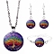 Alloy Bracelets & Earring & Necklaces Sets, with Glass Pendant, Colorful, 170mm