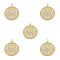 5Pcs Brass Micro Pave Clear Cubic Zirconia Pendants, with Jump Rings, Long-Lasting Plated, Flat Round with Bird & Cross, Golden, 27.5x25x2.3mm, Hole: 3.7mm