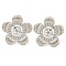 Rack Plating Brass Micro Pave Cubic Zirconia Stud Earring Findings, Cadmium Free & Lead Free, Long-lasting Plated, Flower, Platinum, 21mm, Pin: 0.8mm