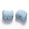 Spray Painted Wood Multi-Strand Links, with White Polka Dot Pattern, Sky Blue, 17x20.5x10mm, Hole: 1.8mm