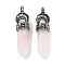 Natural Rose Quartz Pointed Big Pendants, Faceted Bullet Charms with Rack Plating Antique Silver Plated Alloy Horn, 61~62x17.5x16mm, Hole: 7x6.5mm