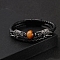 Black PU Leather Cord Braided Bracelets, Alloy Link Double Strand Bracelets for Men, with Tiger Eye Bead & Magnetic Clasps, Dragon, Black, 8-1/4 inch(21cm)