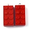 Opaque Acrylic Pendants, with Platinum Iron Loop, Long Rectangle Building Block Charms, Red, 36x16x11.5mm, Hole: 1.5mm