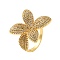 Brass Micro Pave Clear Cubic Zirconia Finger Rings for Women, Flower, Real 18K Gold Plated, Inner Diameter: 17.6mm