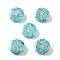 Synthetic Turquoise Beads, with Golden Tone Brass Slices, Flat Round with Letter, Letter Y, 15x5.5mm, Hole: 1.4mm