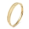 304 Stainless Steel Grooved Hinged Bangles for Women, Real 18K Gold Plated, Inner Diameter: 2x2-3/8 inch(5.1x5.9cm), 10mm