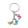3Pcs Colorful Butterfly Alloy Enamel Pendant Keychain KEYC-JKC00388-2